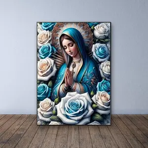 Rose Saint Icon DIY Diamond Painting Kit, Frameless 5D Mosaic Art, Full Drill Round Acrylic Diamonds, Handmade Cross Stitch Wall Decor, Handmade Gifts, Handicraft