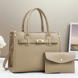 ‌Elegant Large Capacity Tote Handbag Set Durable Leather Crossbody Bag for Women with Detachable Pouch and Stylish Hardware with Built-in Wallet