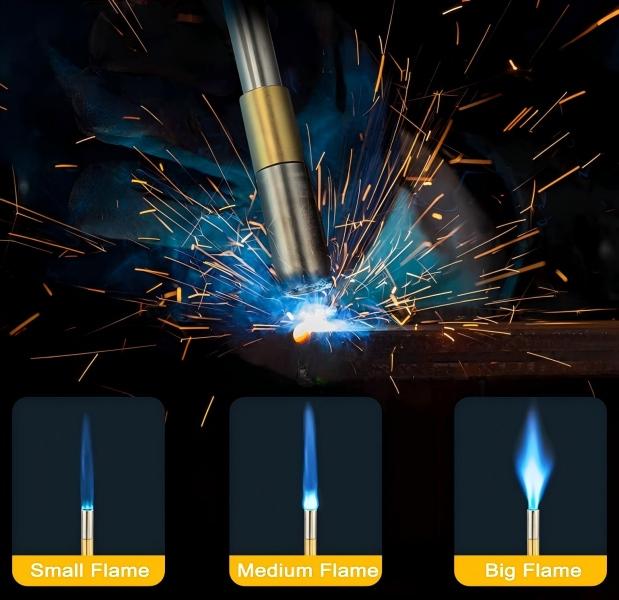 Propane Torch Head, High Intensity Trigger Start Mapp Gas Torch with Self Ignition & Flame Lock, Adjustable Flame for Welding, Brazing, Soldering, Cooking & Ice Melting (Gas Tank Not Included), Multi-Functional