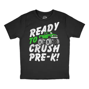 Youth Funny T Shirts Ready To Crush Pre K Sarcastic Monster Truck Graphic Novelty Tee For Kids Funny T Shirts Nerd Tops for Kid Funny Motivational Short Sleeve Novelty Tees for Kids Black -