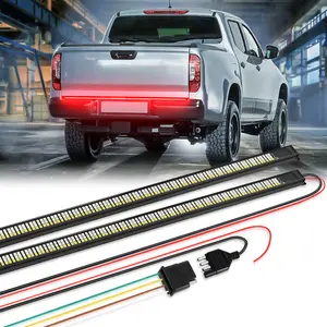 DREAMIZER Truck Tailgate Light Bar 60" Aluminum Frame Tailgate Light Strip Triple Row 864 LED Light Strip W Running Brake Turn Signal Reserve Sequential Strobe Light for Ford Chevy Silverado GMC Dodge Ram