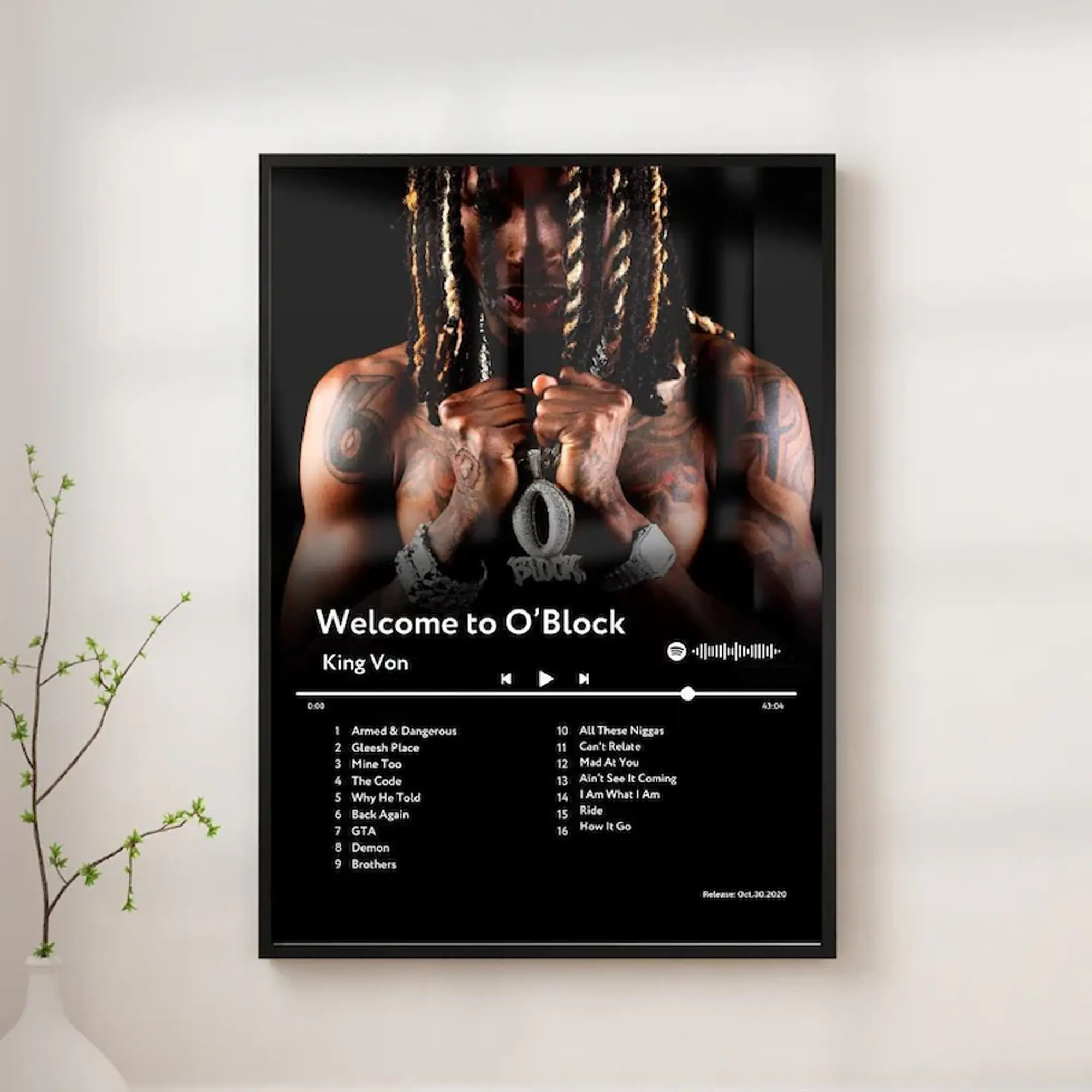 Street Anthem Art Poster, Urban Rap Style Wall Art, King Von Hip-Hop Legend Tribute Print, Home Music Art Decor