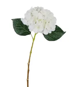 7" Fabric Hydrangea Stem – White (19" OAH)