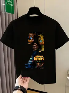 Boy And Girl Summer New Short-Sleeved Round-Neck T-Shirt, Graphic Fashion Tee, For Five Nights At Freddy's (Fnaf) 2 Game, Casual Clothing Suitable For Daily And Outdoor Use, Ideal For Gifts