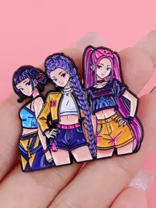 Cool Girl Group Cartoon Metal Brooch, Korean Movie Zinc Alloy Accessory, Multifunctional Bag Decoration Badge, Casual Style, All Seasons Wear