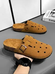 Men's Casual Solid Color Hollow Out Design Slippers, Fashionable Breathable Comfortable Sandals for Indoor Outdoor Wear, Male All-match Round Toe Shoes for Daily Wear