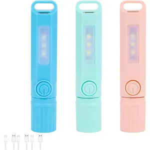 3 Pack Rechargeable Flashlights USB C Mini LED Flashlights, Camping Lantern Combo Flashlight, Ultralight Zoomable Flashlights, for Kids Gift, Camping, Hiking, Night Reading etc (3 Pack)