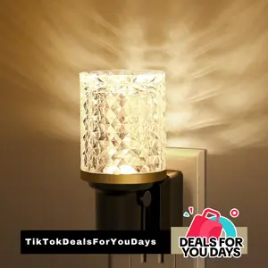 DORESSHOP Crystal Diamond Acrylic LED Night Light with Auto Dusk to Dawn Sensor for Bedroom, Hallway, Kitchen, Bathroom, Living Room as Home Decor & Gift for Girlfriend, Mom