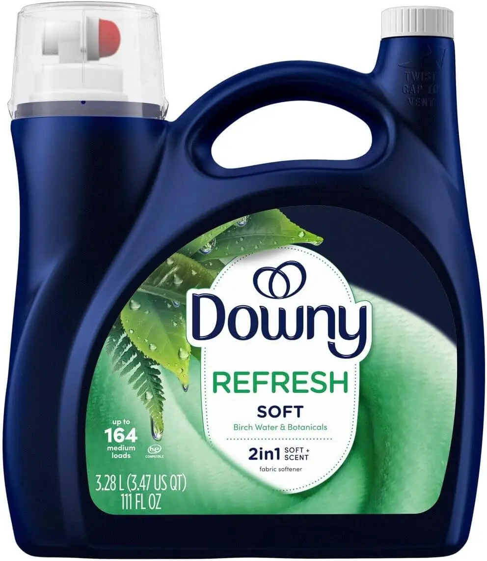 Downy Infusions Refresh Birchwater & Botanicals Liquid Fabric Softener, 111 fl oz (3.28 L), Large Capacity, Up to 164 Loads, Compatible with Front-Load & Top-Load Washing Machines