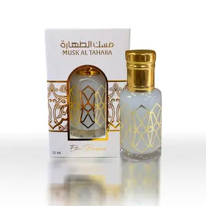 Ether Perfumes White Musk Tahara 12mL Thick Alcohol-Free Arabian Body Oil Perfume with Glass Dapper - Eau De Parfum, Non-Toxic, Long-Lasting Fragrance