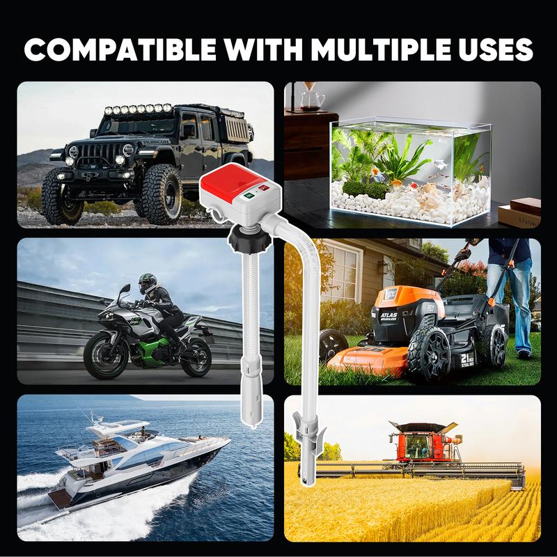 SHEKAR Portable Automatic Car Fuel Transfer Pump Auto-Stop 3.2GPM, USB Charging for Gasoline, Diesel, Kerosene, Light Oils, Non-Potable Water, Apply to Automobiles, Motorcycles, Lawn Mowers, Chainsaws, Agricultural Equipment, Heavy Duty