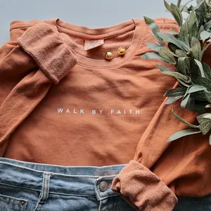 WALK BY FAITH Christian Sweatshirt | Trendy Christian Apparel | Cute Christian Sweatshirt | Faith based Christian Crewneck | Cotton Fabric