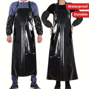 Durable PVC Waterproof Apron for Kitchen & Food Service - Oil-Resistant, Extended Thick Design for Men & Women, Seafood Industry, Waist Kitchen Apron