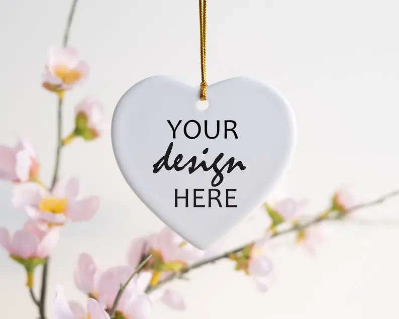 Personalized Valentine Heart Ceramic Ornament – Custom Name Hanging Decor, Romantic Valentine’s Day Gift