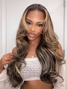Clearance Arabella Hair 28" Balayage Color 2# Dark Brown 27# Honey Blonde 613# Platinum Blonde Natural Black Mixed 100% Human Hair Glueless 13x6/6x5 Lace Front Wig Loose Body Wave