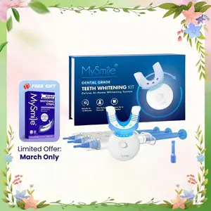 MySmile Original Teeth Whitening Kit with LED Light (5x Bulbs) - 3 Gels for Sensitive Teeth | Fast 10-Min Results
