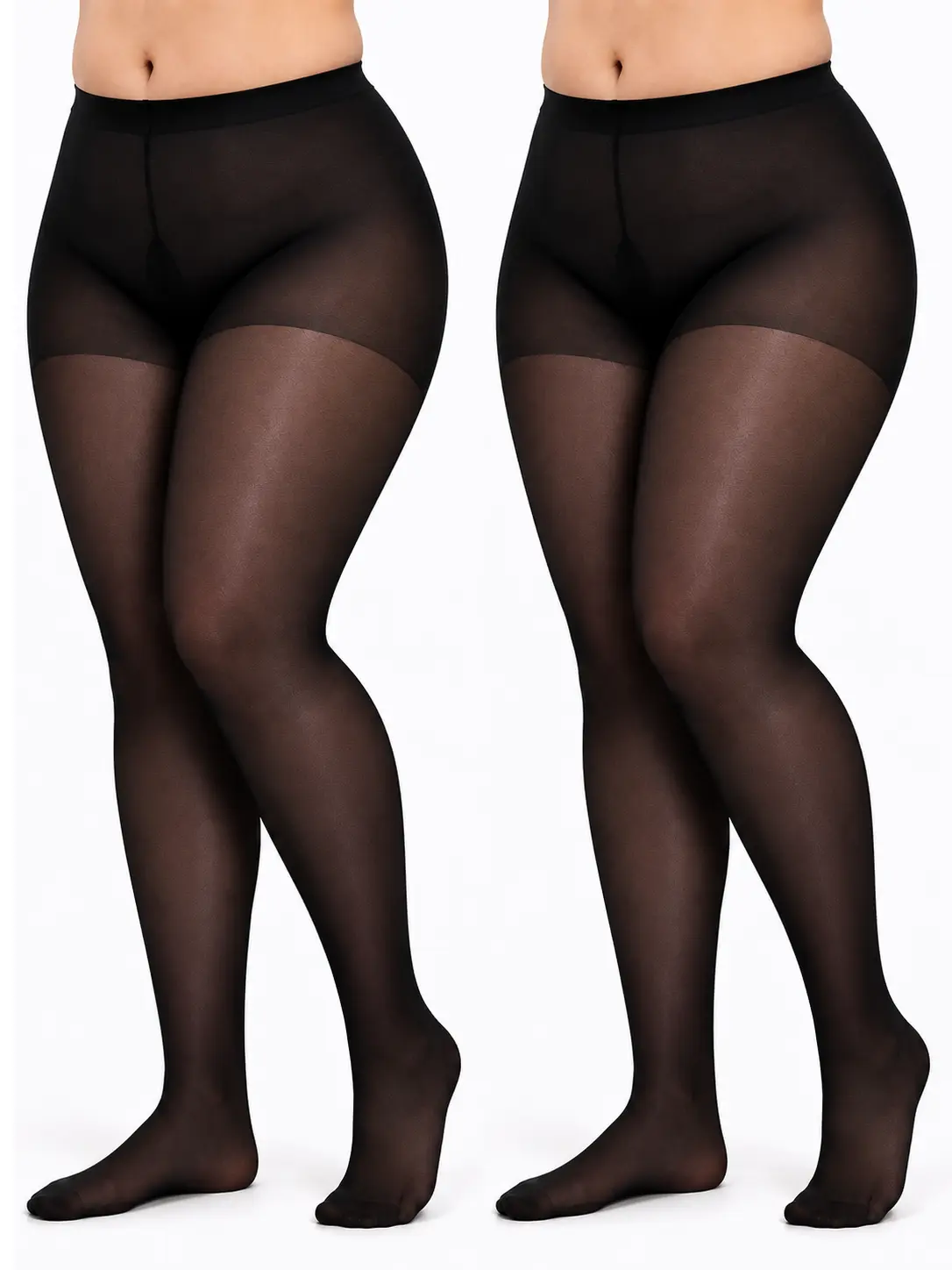 2 Packs Curvy Women Tights, medias para mujeres, Classic Black Tights for Women, Sheer Black Tights,  Daily Wear Tights & Durable Panty Hose Women’s, 30D Not Rip Control Top Stretchy Black Tights