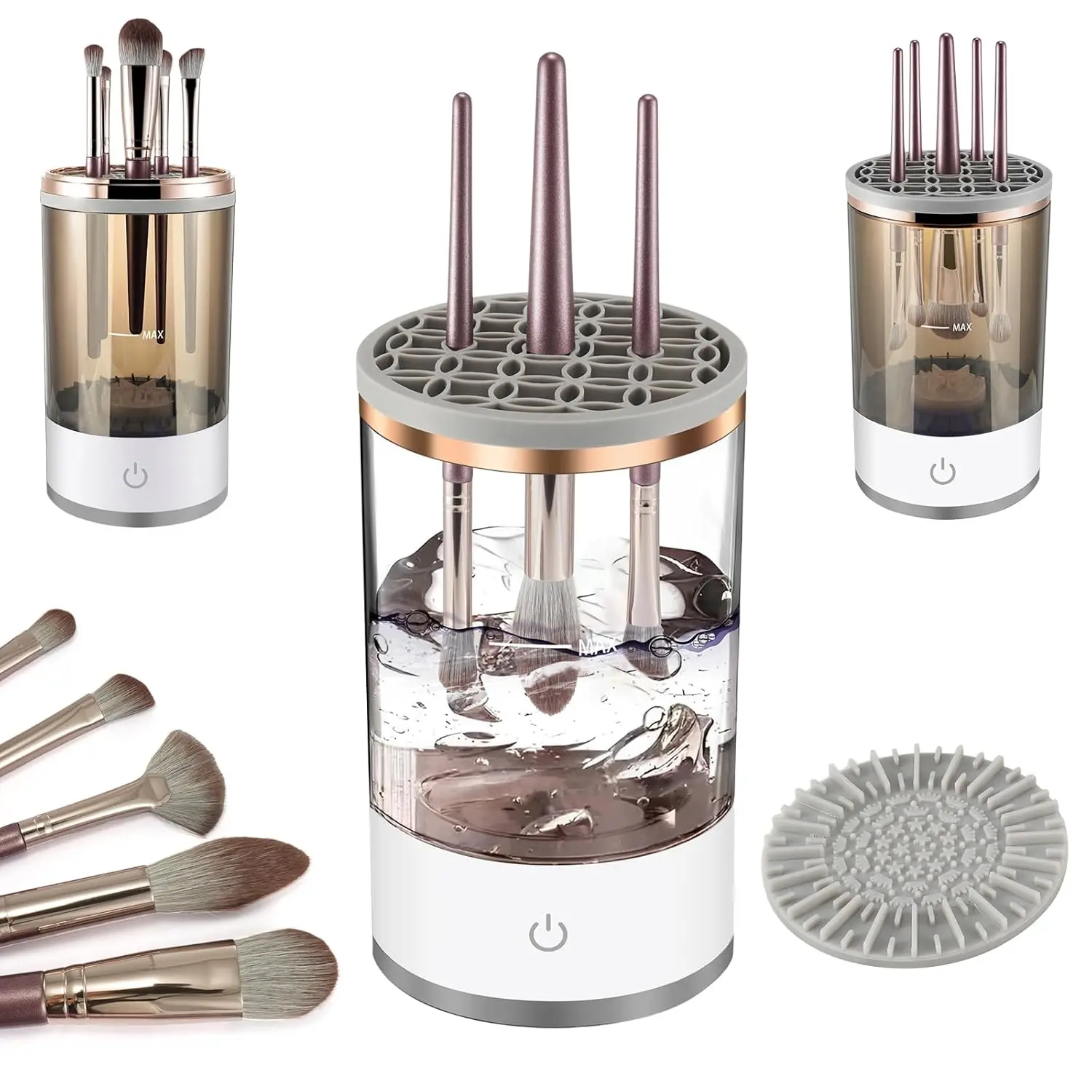 Electric Makeup Brush Cleaner, Automatic Spinner for Fast Cleansing & Drying, Professional Beauty Tool Fits All Brush Sizes for Flawless Makeup, Batteries, Makeup Brush Cleaners