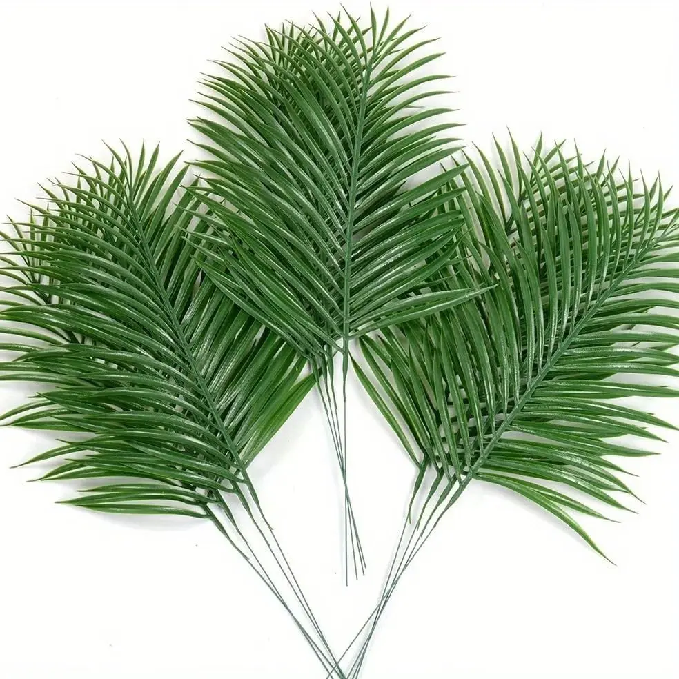 12pcs Artificial Palm Leaves, Fake Fronds Artificial Plants Decorative for Wedding Decorations & Party Supplies, Hawaiian Tropical Jungle Theme Home Decoration