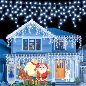 LED Icicle Christmas String Lights, USB-Powered Fairy Lights, Party Lights, Home Ornament Essential Decor for Christmas, Halloween, and New Year Perfect for Yards, Homes, Bedrooms, Fireplaces, Windows, Gardens, Parties, Weddings, and Holiday Decorations