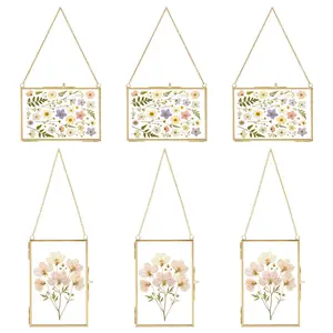 6PCS Golden Rectangular Clear Glass Picture Frame, 150 * 100mm, 3 Horizontal + 3 Vertical, High Transparency Glass, Home Decoration & Photo Display Frames