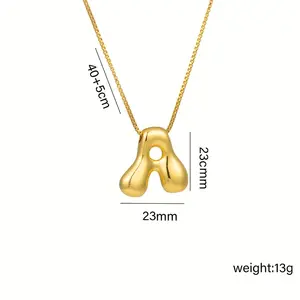 Initial Letter Necklace – 3D Pendant, Stainless Steel Chain