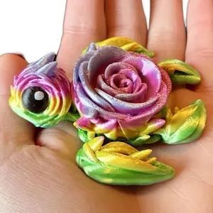 Articulated Rose Sea Turtles | 3D printed plastic articulated rose sea turtle fidget toy for fun and stress relief - Decor Multicolor Gift