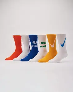 Kids Nike Everyday Cushioned Crew Socks 6-Pack Grade-School