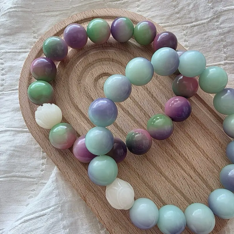 Natural Bodhi Bead Bracelet | Pastel Color Round 12 mm | Handmade Anxiety Relief Fidget Jewelry | Gift for Her | Zen | Mala | Meditation