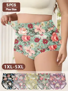 Women's High Waist Underwear Set, Boho Floral Pattern Design, Comfortable & Stylish Women's Lingerie, Perfect for Everyday Wear