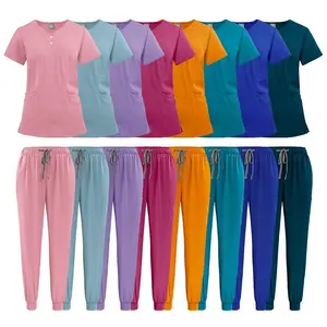 ElasticButtonPlusSizeCasualDoctorNurseHospitalWorkwearScrubSuitSurgeryUniformSetAliExpressscrubswomenteacherclothes
