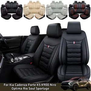 For Kia Cadenza 2014-2020/ Forte 2010-2023/ K5 2021-2023/ K900 2015-2020/ Niro 2017-2023/ Optima 2002-2020/ Rio 2013-2023/ Soul 2010-2019/ Sportage 2009-2023 Car 5 Seat Covers, Premium Leather Front & Rear Full Set Seat Covers Cushion, Split Rear Benches