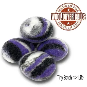 Wool Dryer Balls - Marbled Design Handcrafted in the USA Sets of 4 Natural Premium Wool Organic Replacement for Dryer Sheets Made in America for you Laundry needs