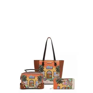 Nicole Lee USA Sun & Sand 3-Piece Bag Set | Designer Crossbody with Gold Chain