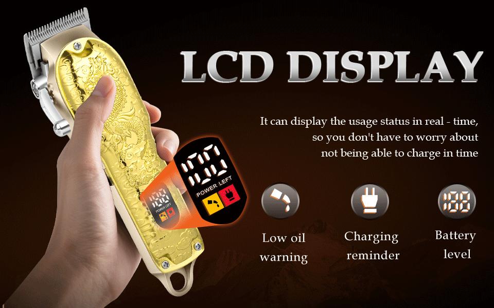 Home Hair Clipper Set, Free Scissors, Hairdressing Cape & Guide Combs Included; Haircut Design & Engraving, Electric Shaver, Gold Color