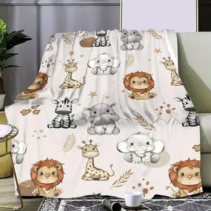 Childhood Memory Safari Blanket Timeless Animal Designs Ultra Soft Flannel Fabric Multi Stage Use Transitions From Nursery To Big Kid Room Cozy All Season Companion Gift For Special Moments