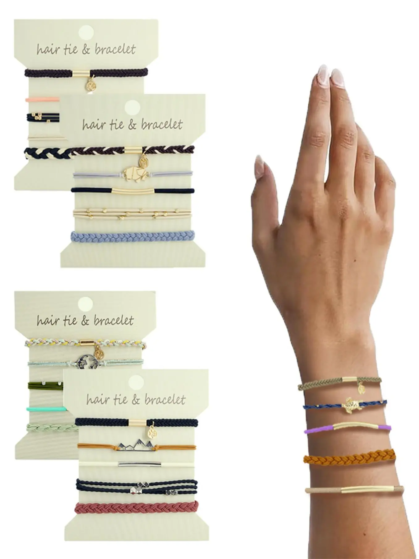Boho Style Hair Tie Bracelet, Colorblock Hair Tie Bracelet for Women & Girls, Fashion Hair Accessories for Daily Wear