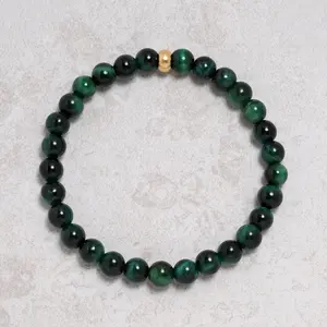 Green Tiger Eye 6mm Natural Gemstone Stretch Bracelet