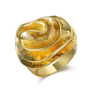 Aprilery Floral Accent Statement Ring - Textured Botanical Chunky Signet Statement Rings Jewelry for Women