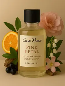 Casa Roma Pink Petal Aroma Oil – Premium Cold-Air Diffuser Oil Blend with Jasmine, Tea, Honey & Musk – Compatible with Casa Roma & Waterless Diffusers (120ml Bottle)