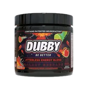 Dubby Jitterless Energy Blend Galaxy Grenade Watermelon Guava & Lime Flavor Patented Neurofactor Formula for Consistent Energy Boost 30 Servings