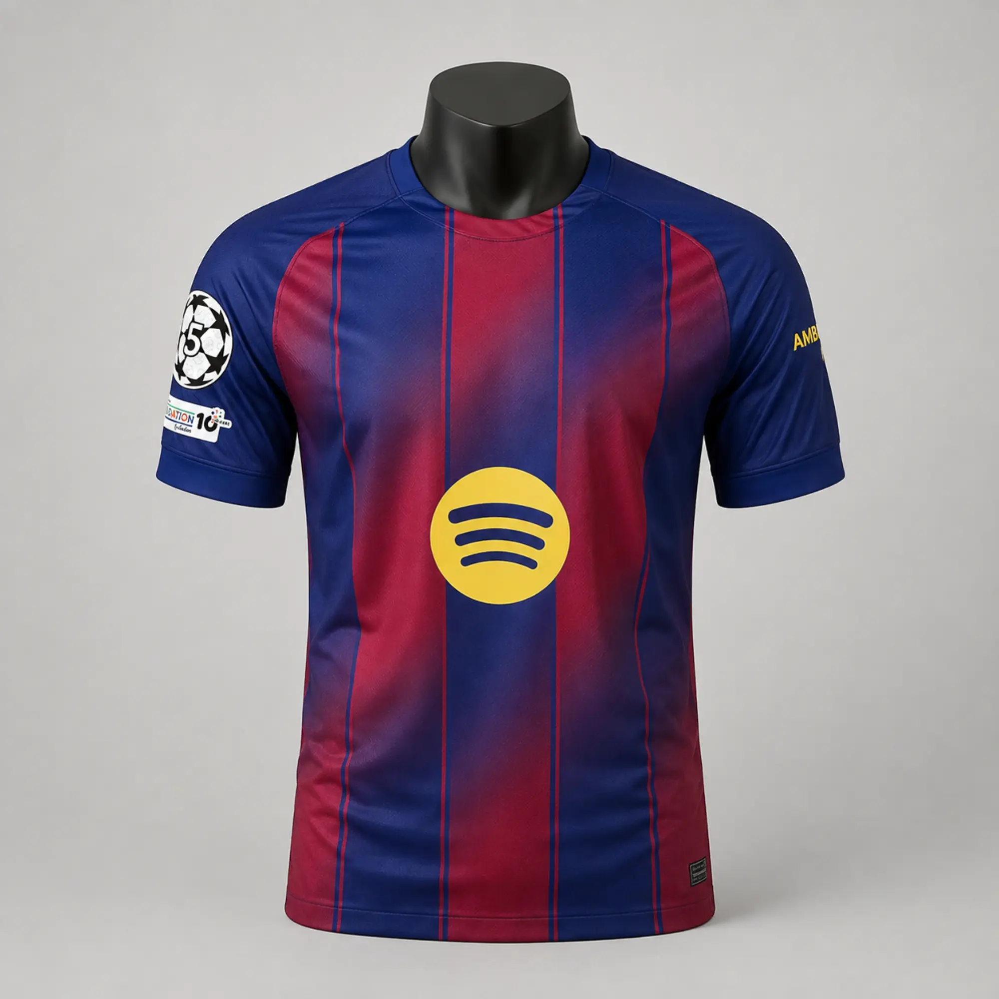 Red Blue Vertical Stripe Soccer Jersey for Men, V Neck Football Style Shirt, Lightweight Breathable Sports Fan Top