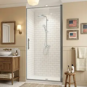 Spaco 34" x 72" Pivot Swing Shower Door – 1/4" Thick, Matte Black Finish, All-Sealed Design