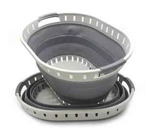 SAMMART 25L (6.6 gallon) Collapsible Plastic Laundry Basket - Foldable Pop Up Storage Container/Organizer - Portable Shopping Basket - Space Saving Hamper