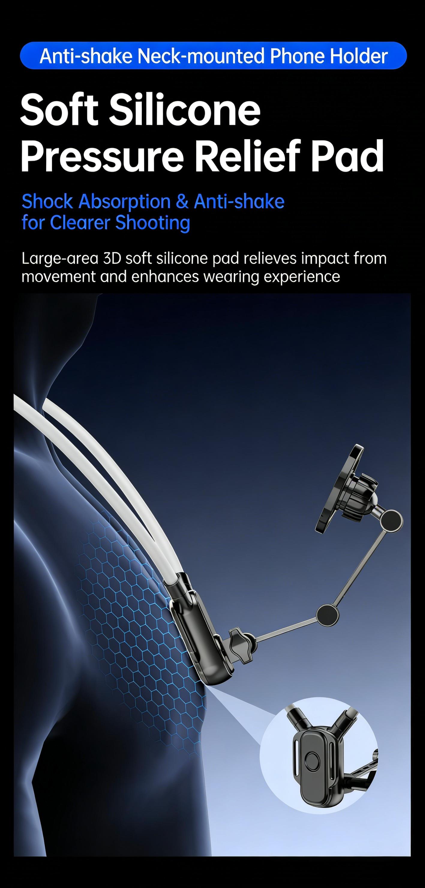 Magnetic Neck Mount Phone stand, Hands-Free Neck Strap Mount with Anti-Shake Stabilizer, 360° Rotatable POV Chest Harness for Vlogging, Running, TikTok & YouTube