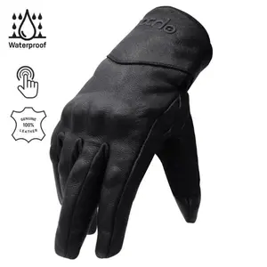 Leather Touch Screen Motorcycle Full Finger Gloves Motorbike racing CE Knuckle