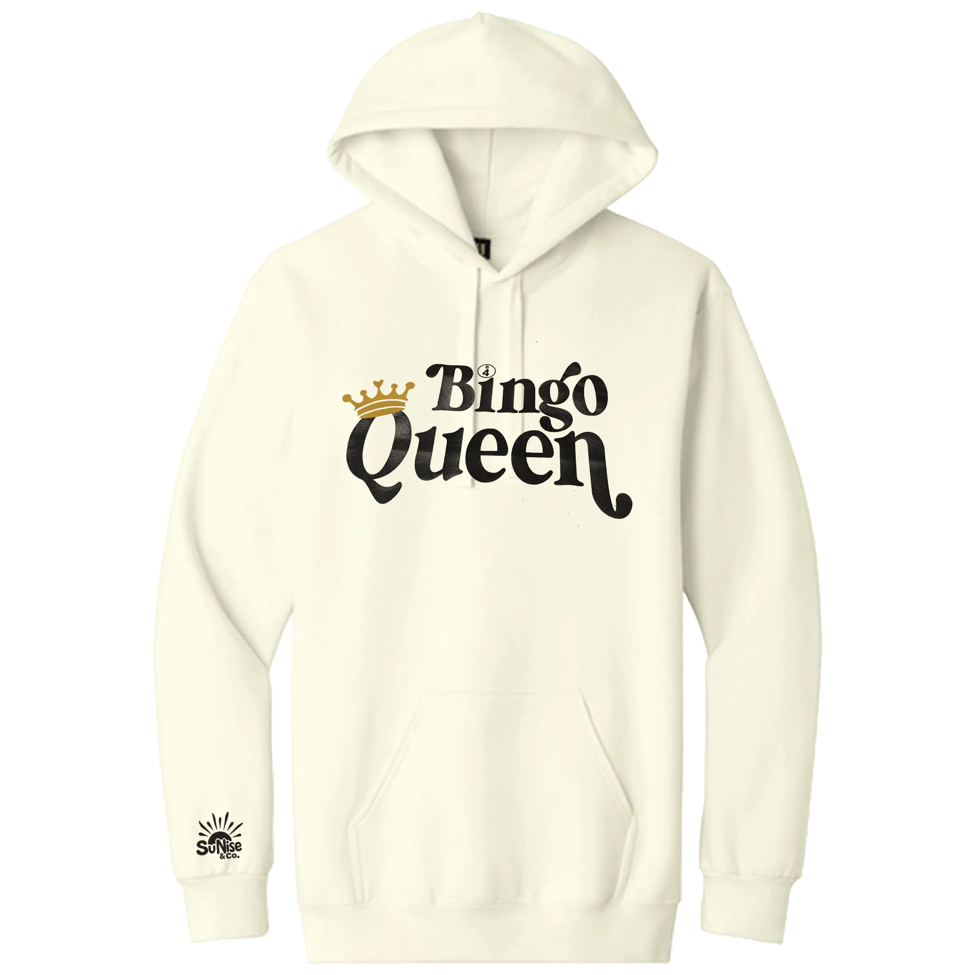 Women's Bingo Queen Humor Hoodie Sweatshirt - Stylish Long-Sleeve Casual Pullover Top for Bingo Night