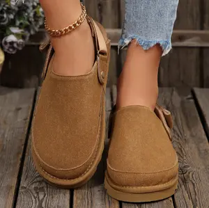 Women's Closed-Toe Mules Adjustable Strap Versatile Chic Suede-Textured Casual/Daily Indoor Outdoor Shoes