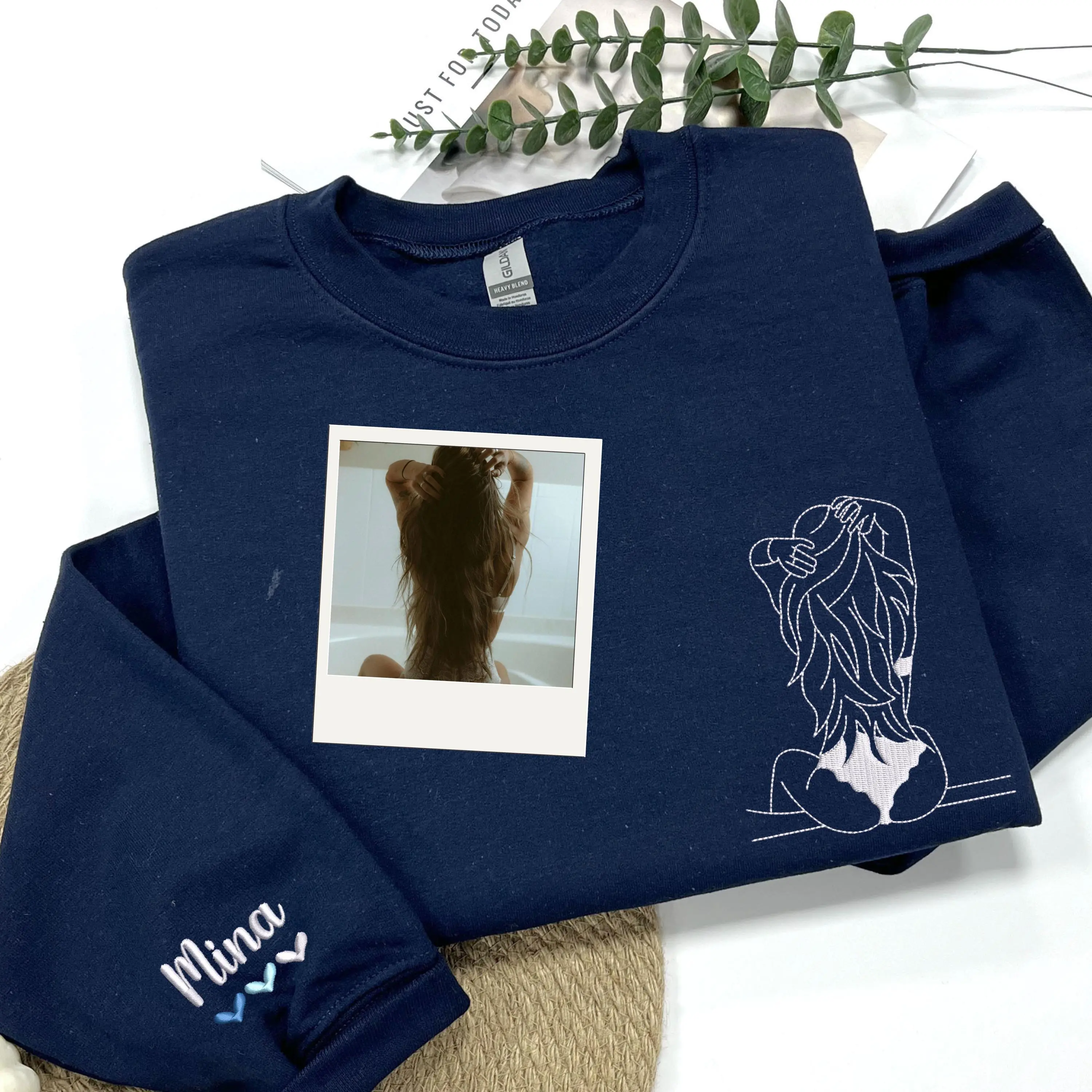 Custom Embroidered Spicy Portrait Sweatshirt Using Your Photo, Personalized Outline Portrait Shirt For Boyfriend Husband, Anniversary Gift