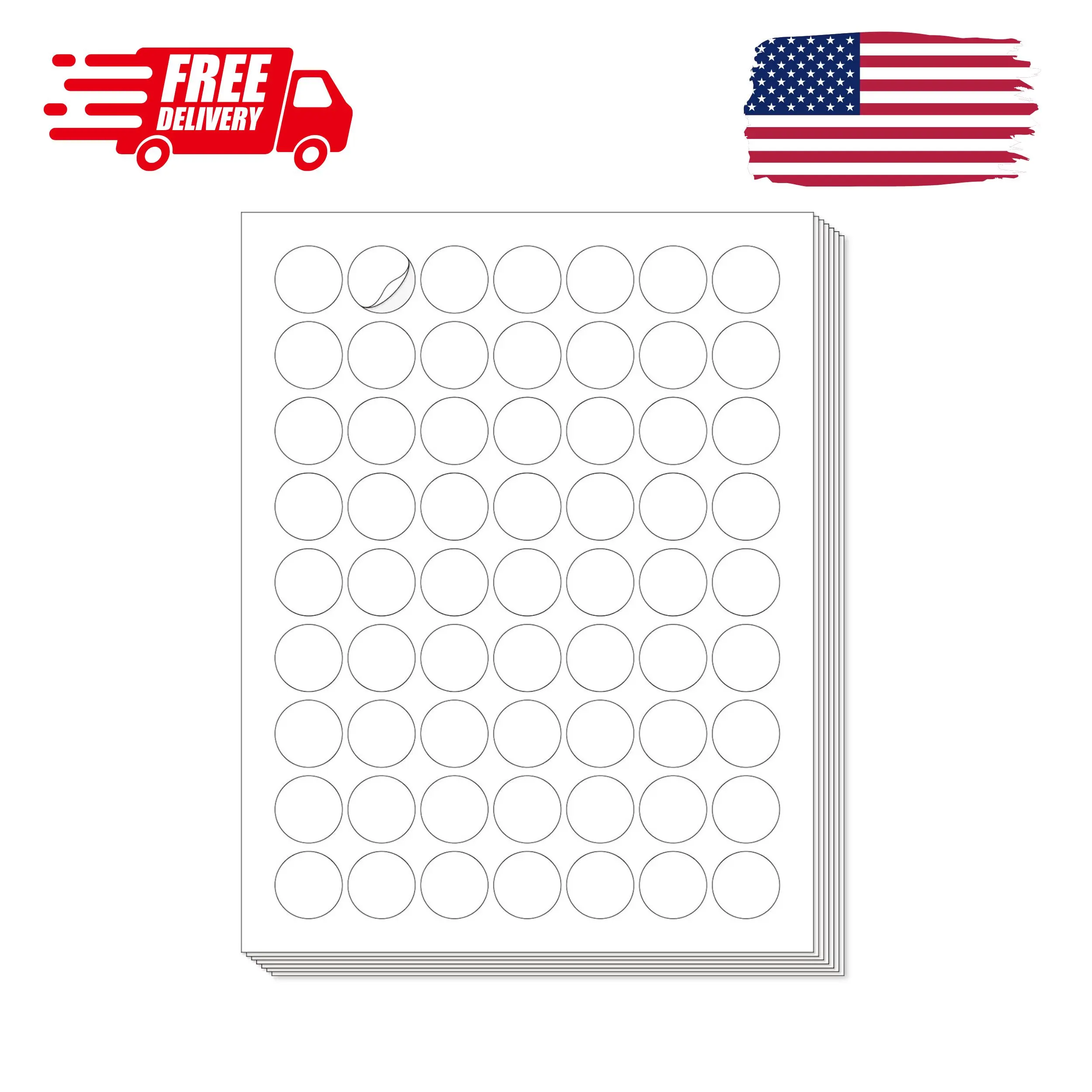 1'' Diameter Round Printable 25 Sheets Matte Sticker Labels